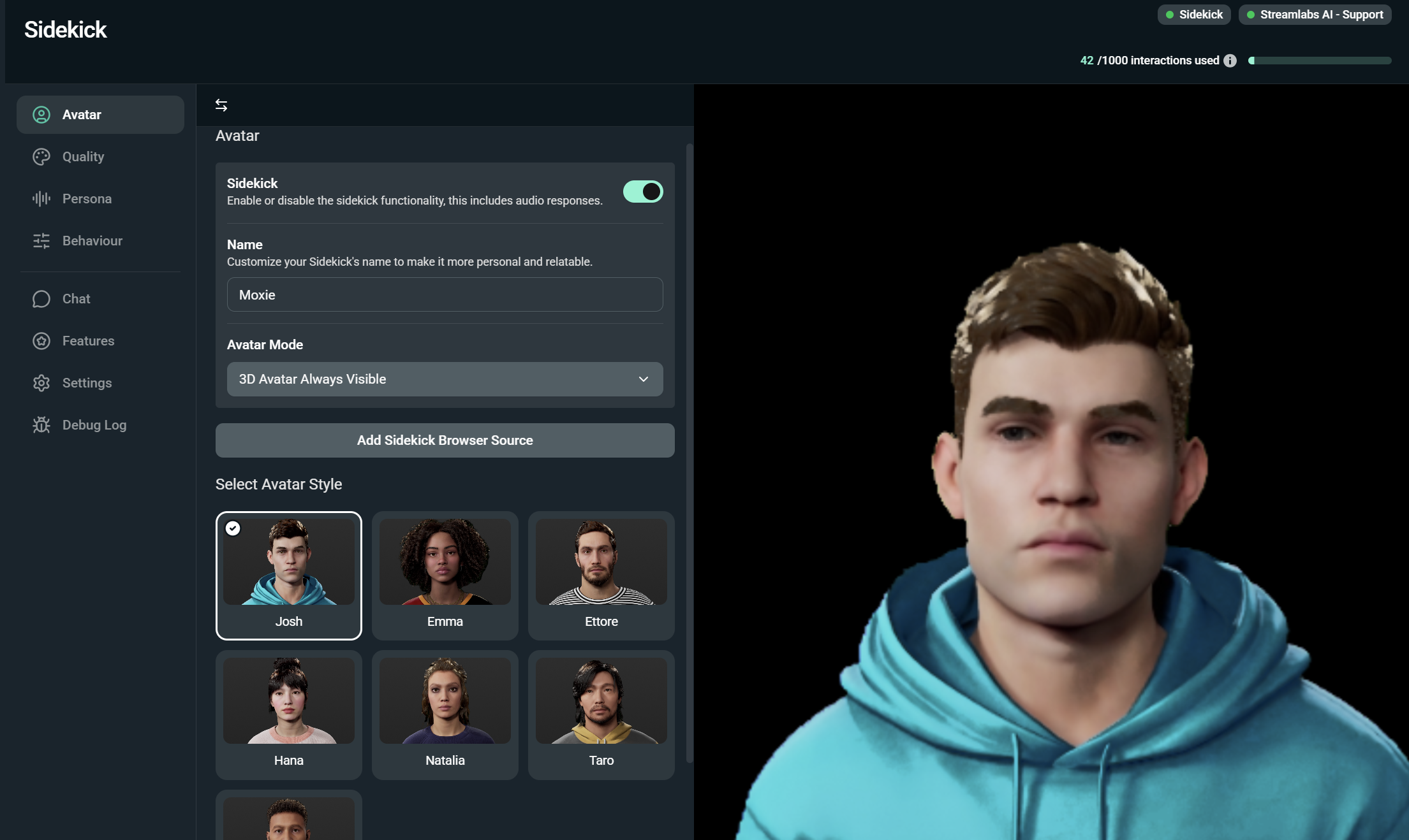 Choosing a 3D avatar as your sidekick